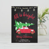 Retro Blauwgroen autostructuur en -verlichting all Feestdagenkaart (Staand voorkant)