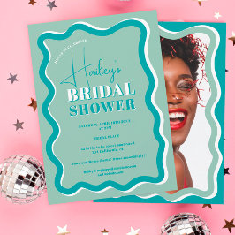 Retro blauwgroen blauw kromme kronkelt golvend vri kaart