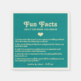 Retro Blauwgroen Blauw Leuke Feiten Gepersonalisee Servet