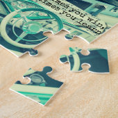 Retro Blauwgroen bord Aangepaste Inspirerend offer Legpuzzel (Zijkant)