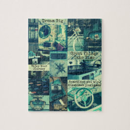 Retro Blauwgroen bord Aangepaste Inspirerend offer Legpuzzel