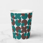 Retro Blauwgroen & Bruine Organische Vormen Papieren Bekers (Links)