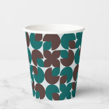 Retro Blauwgroen & Bruine Organische Vormen