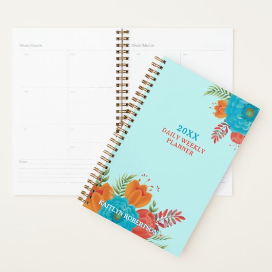 Retro Blauwgroen Coral Pioneer Vrouw Planner Onged (Display)