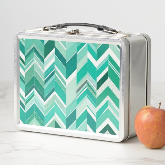 Retro Blauwgroen en turquoise Chevron (In situ)