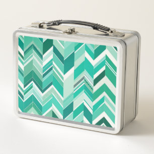 Retro Blauwgroen en turquoise Chevron