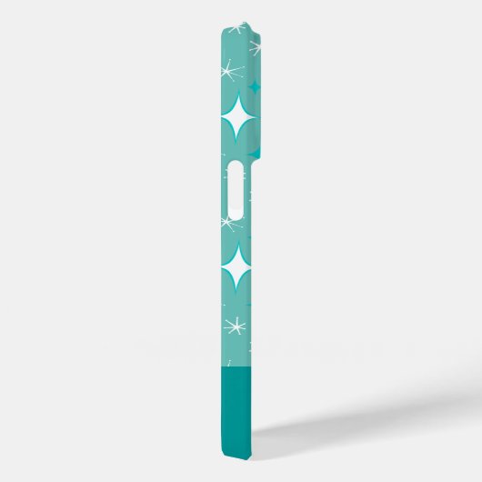 Retro Blauwgroen en White Star Pattern Bewerkbaar Case-Mate iPhone Case (Achterkant / Rechts)