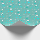 Retro Blauwgroen en White Star Pattern Cadeaupapier (Hoek)