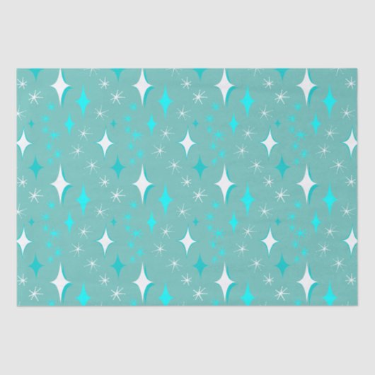 Retro Blauwgroen en White Star Pattern-document Tissuepapier (Voorkant)