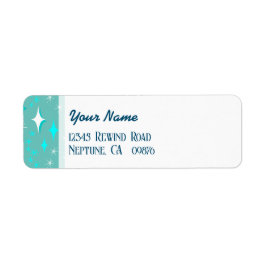 Retro Blauwgroen en White Stars Editable Return Ad Etiket