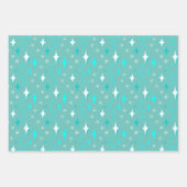 Retro Blauwgroen en witte sterren patroon Inpakpapier Vel (Voorkant 2)