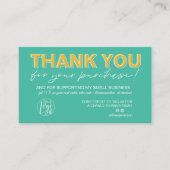 Retro blauwgroen gele foto logo bedankt visitekaartje (Voorkant)