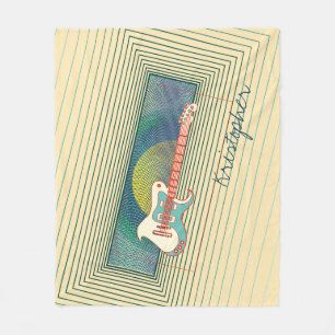 Retro Blauwgroen Guitar Cool Persoonlijke naam Fleece Deken