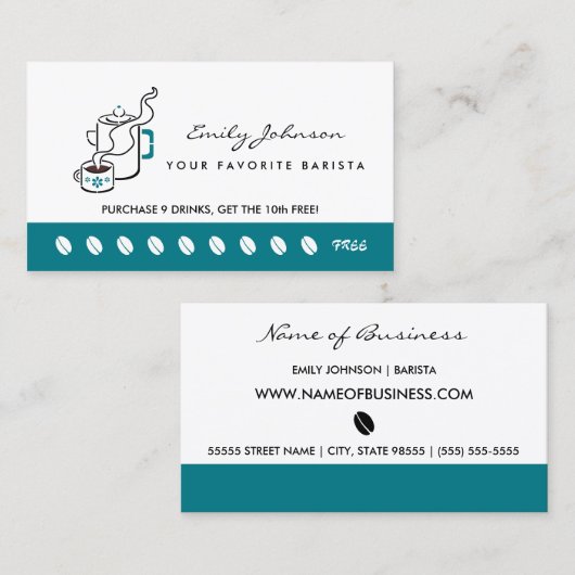 Retro Blauwgroen koffiepot Barista Loyalty Punch K (Voorkant / Achterkant)