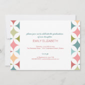 Retro Blauwgroen Roze 3 Foto Afstuderen Uitnodigin Kaart (Achterkant)