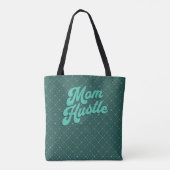 Retro Blauwgroen Roze bloemmotief Moeder Hustle Tote Bag (Achterkant)
