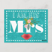 Retro Blauwgroen Roze Koraal Rood Damask Wedding Briefkaart (Achterkant)