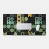 Retro Blauwgroen Sage Groen Zwart Grijs Pop Kunstp Bureaumat (Keyboard & Muis)