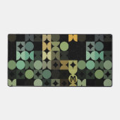 Retro Blauwgroen Sage Groen Zwart Grijs Pop Kunstp Bureaumat (Voorkant)