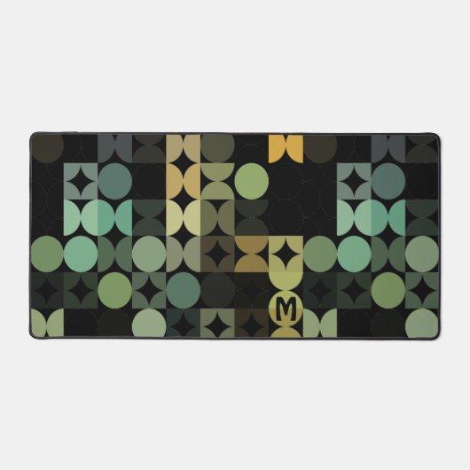 Retro Blauwgroen Sage Groen Zwart Grijs Pop Kunstp Bureaumat (Voorkant)