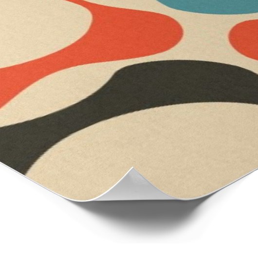 Retro Blauwgroen, Salmon Oranje, Taupe en Tan Poster (Hoek)