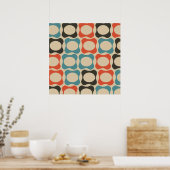 Retro Blauwgroen, Salmon Oranje, Taupe en Tan Poster (Keuken)