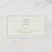 Retro Blauwgroen Social Media Influencer Visitekaa Visitekaartje (Achterkant)