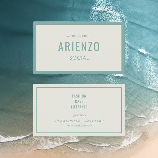 Retro Blauwgroen Social Media Influencer Visitekaa Visitekaartje