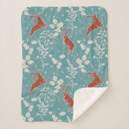 Retro Blauwgroen Steenbok Zodiac Feestelijke Dier Sherpa Deken