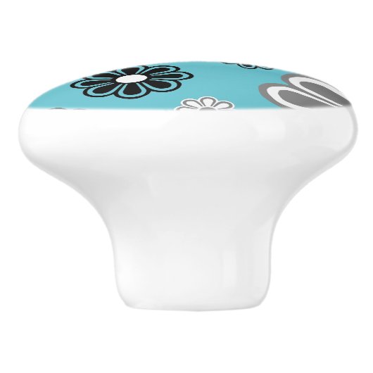 Retro Blauwgroen ventilatorvermogenkeramische knop (Zijkant)