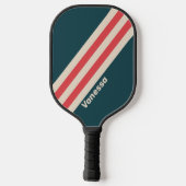 Retro Blauwgroen Vibe Stripes met Naam Pickleball Paddle (Achterkant)