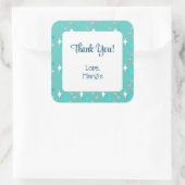 Retro Blauwgroen witte sterren bewerkbaar Dank u Vierkante Sticker (Tas)