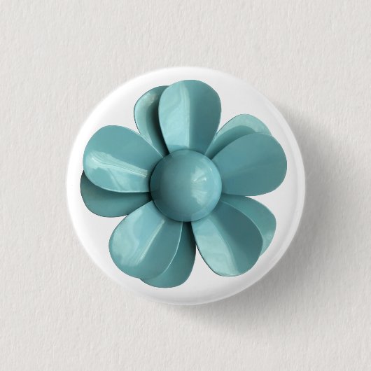 Retro Bleek Blue Daisy Flower Spring Summer Wedden Ronde Button 3,2 Cm (Voorkant)