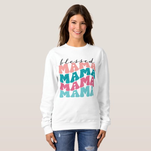 Retro Blessed Mama Sweatshirt (Voorkant volledig)