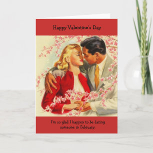 Retro - blij om een datum voor de Valentijnsdag te Feestdagen Kaart