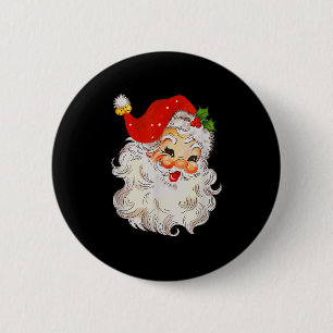 Retro blije kerstman gezicht vintage St. Nick Chri Ronde Button 5,7 Cm