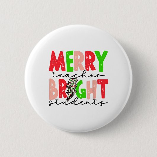 Retro blije leraar slimme studenten leuk kerstfees ronde button 5,7 cm (Voorkant)