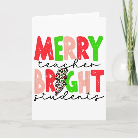 Retro blije leraar slimme studenten leuke kerst kaart (Voorkant)