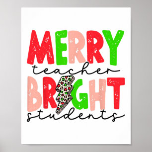 Retro blije leraar slimme studenten leuke kerst poster