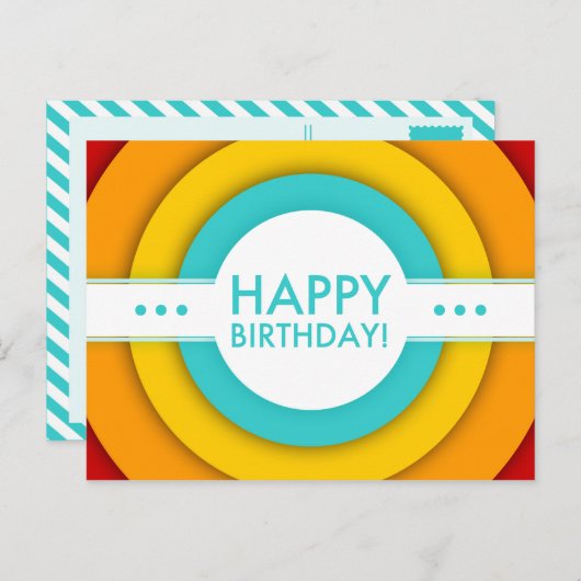 retro blije verjaardag briefkaart (Voorkant / Achterkant)