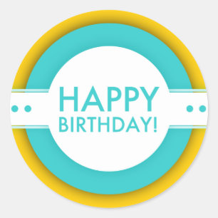 retro blije verjaardag ronde sticker