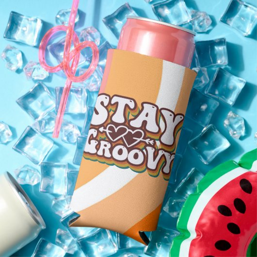 Retro blijf groovy seltzer blikjeskoeler (Insitu Zomer)