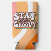 Retro blijf groovy seltzer blikjeskoeler (Voorkant)