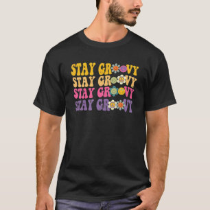 Retro Blijf in Groovy Hippie Positief Gezicht Gelu T-shirt