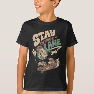 Retro Blijf in Je Baan Globe Skater Jongen Grappig T-shirt