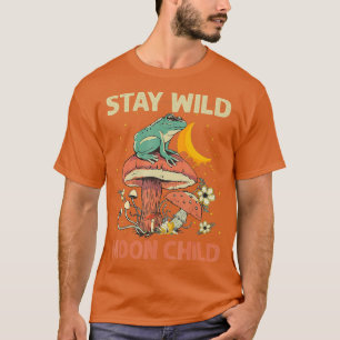 Retro Blijf in Wilde Moon Kikker Paddenstoel H T-shirt