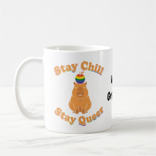 Retro Blijf Kalm Blijf Queer Capybara Regenboog Ze Koffiemok