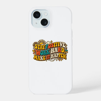Retro Blijf Positief iPhone Hoesje 15 Case