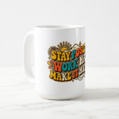 Retro Blijf Positief Koffiemok (Voorkant links)