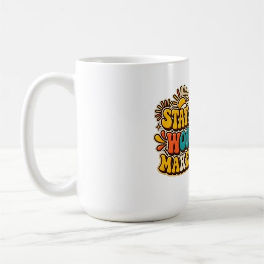 Retro Blijf Positief Koffiemok (Links)